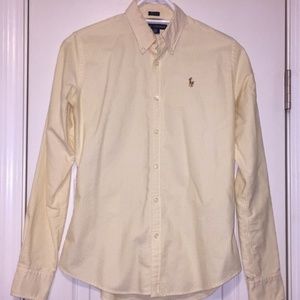 Ralph Lauren White & Yellow Slim Fit Oxford